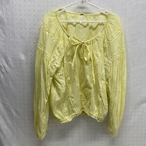 Free People Maria Maria Peasant Blouse Sz M Embroidered Boho Gypsy‎ Hippie